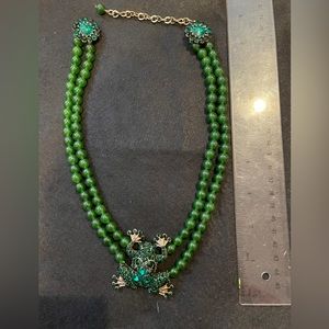 Eye Candy Green with Gold Accents Frog Necklace